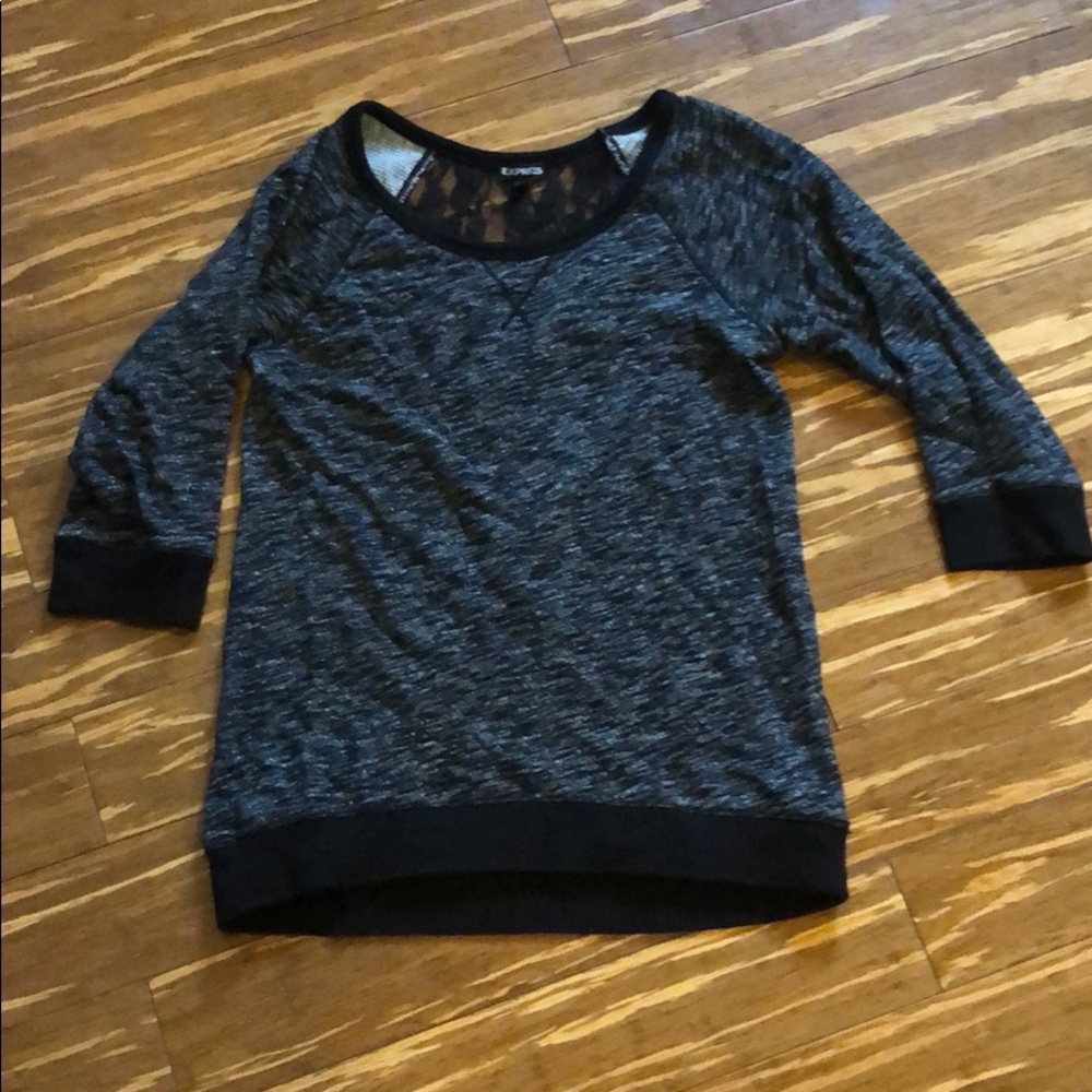 Lace back detail three quarter sleeve sweatshirt